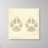 Dog Paw Print Art mit Skriptpapier Hintergrund Leinwanddruck (Vorderseite)