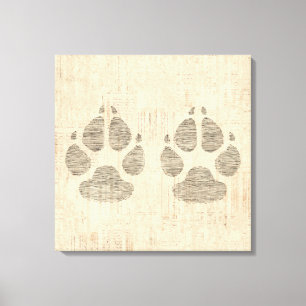 Dog Paw Print Art mit Skriptpapier Hintergrund Leinwanddruck