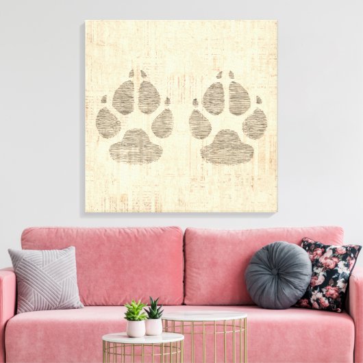 Dog Paw Print Art mit Skriptpapier Hintergrund Leinwanddruck (Insitu (Wohnzimmer))