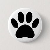 Dog Paw Print Art Schwarz-Weiß Button (Vorderseite)