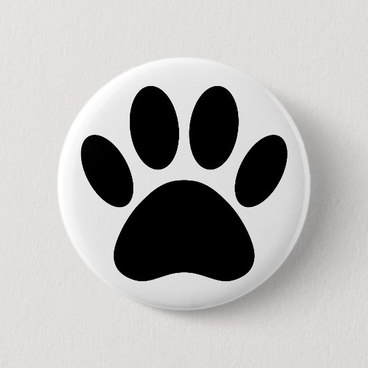Dog Paw Print Art Schwarz-Weiß Button (Vorderseite)