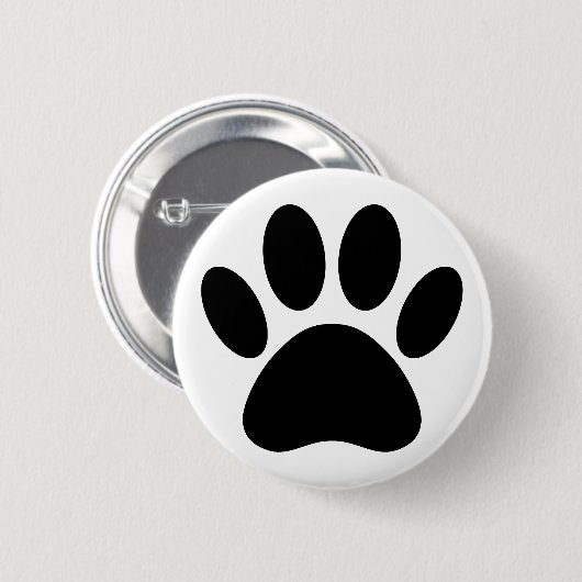 Dog Paw Print Art Schwarz-Weiß Button (Vorne & Hinten)