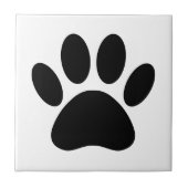 Dog Paw Print Art Schwarz-Weiß Fliese (Vorderseite)