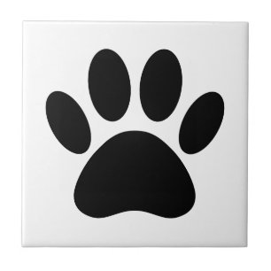Dog Paw Print Art Schwarz-Weiß Fliese