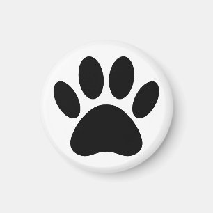 Dog Paw Print Art Schwarz-Weiß Magnet