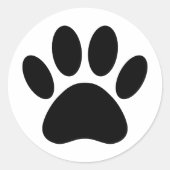 Dog Paw Print Art Schwarz-Weiß Runder Aufkleber (Vorderseite)