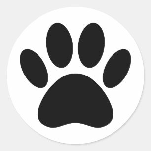 Dog Paw Print Art Schwarz-Weiß Runder Aufkleber