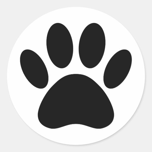 Dog Paw Print Art Schwarz-Weiß Runder Aufkleber (Vorderseite)