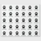 Dog Paw Print Black and White Geschenkpapier (Flach)