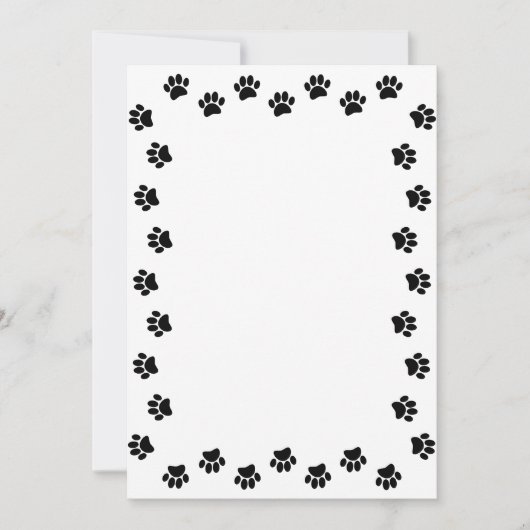 Dog Paw Print Black Custom Border Einladung (Vorderseite)