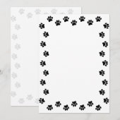 Dog Paw Print Black Custom Border Einladung (Vorne/Hinten)