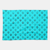 Dog Paw Print Blue Aquamarin Aqua Hintergrund Meta Handtuch (Horizontal)