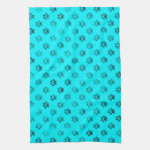 Dog Paw Print Blue Aquamarin Aqua Hintergrund Meta Handtuch (Vertikal)