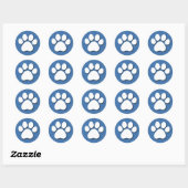 Dog Paw Print Blue Background V01 Runder Aufkleber (Blatt)