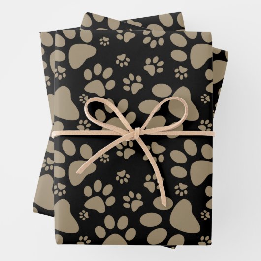 Dog Paw Print Brown und Black Geschenkpapier Set (Beispiel)