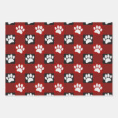 Dog Paw Print Buffalo Kariert in Schwarz und Rot Geschenkpapier Set (Vorderseite 2)