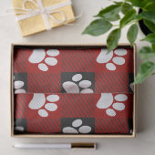 Dog Paw Print Buffalo Kariert in Schwarz und Rot Seidenpapier (Geschenk)