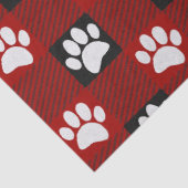 Dog Paw Print Buffalo Kariert in Schwarz und Rot Seidenpapier (Detail)