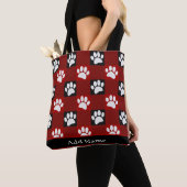 Dog Paw Print Buffalo Kariert in Schwarz und Rot Tasche (Von Nahem)