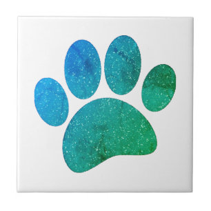 Dog Paw Print Cartoon Altes Papier drucken Fliese