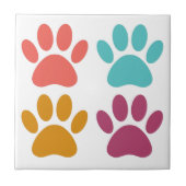 Dog Paw Print Cool Colors Fliese (Vorderseite)