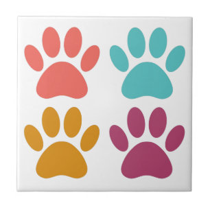 Dog Paw Print Cool Colors Fliese