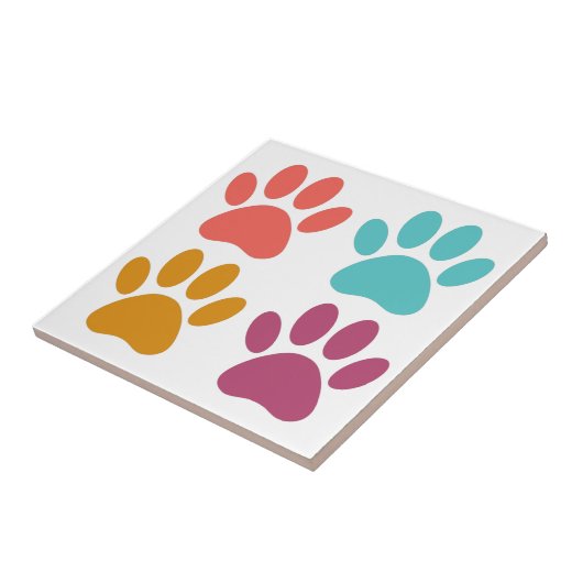 Dog Paw Print Cool Colors Fliese (Seite)