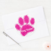 Dog Paw Print Custom Name Rubber Stamp Effect Runder Aufkleber (Umschlag)