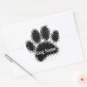 Dog Paw Print Custom Name Rubber Stamp Effect Runder Aufkleber (Umschlag)