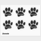 Dog Paw Print Custom Name Rubber Stamp Effect Runder Aufkleber (Blatt)