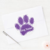 Dog Paw Print Custom Name Rubber Stamp Effect Runder Aufkleber (Umschlag)