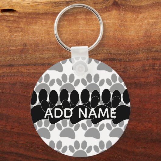 Dog Paw Print Custom Personalized Name Schlüsselanhänger (Vorderseite)