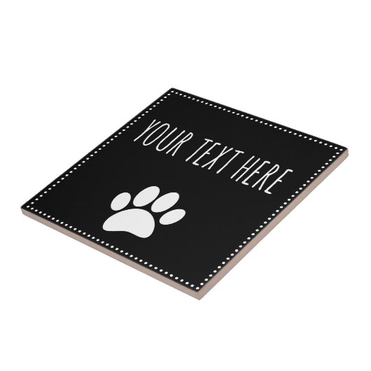 Dog Paw Print Custom Text Black Fliese (Seite)