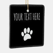 Dog Paw Print Custom Text Black Keramikornament (Rechts)
