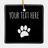 Dog Paw Print Custom Text Black Keramikornament (Vorderseite)