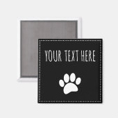 Dog Paw Print Custom Text Black Magnet (Vorderseite/Rückseite)