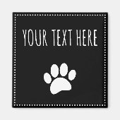 Dog Paw Print Custom Text Black Magnet (Vorne)