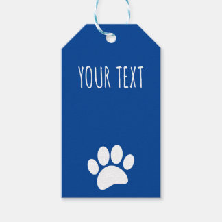 Dog Paw Print Custom Text Blue Geschenkanhänger