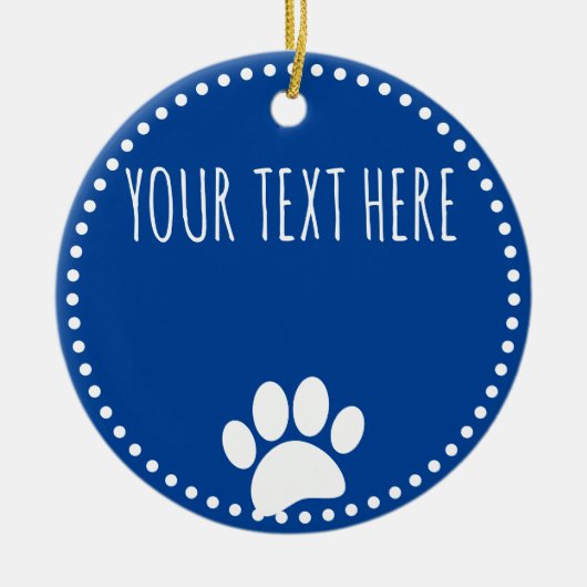 Dog Paw Print Custom Text Blue Keramik Ornament (Vorne)