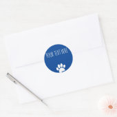 Dog Paw Print Custom Text Blue Runder Aufkleber (Umschlag)