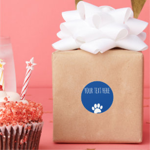 Dog Paw Print Custom Text Blue Runder Aufkleber