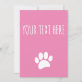 Dog Paw Print Custom Text Pink Einladung (Vorderseite)