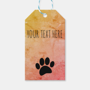 Dog Paw Print Custom Text Vintag Style Geschenkanhänger