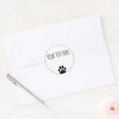 Dog Paw Print Custom Text White Runder Aufkleber (Umschlag)