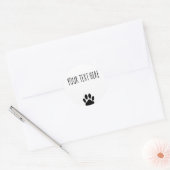 Dog Paw Print Custom Text White Runder Aufkleber (Umschlag)