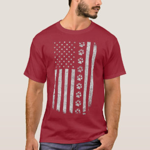 Dog Paw Print erschüttert amerikanische Flag Poliz T-Shirt