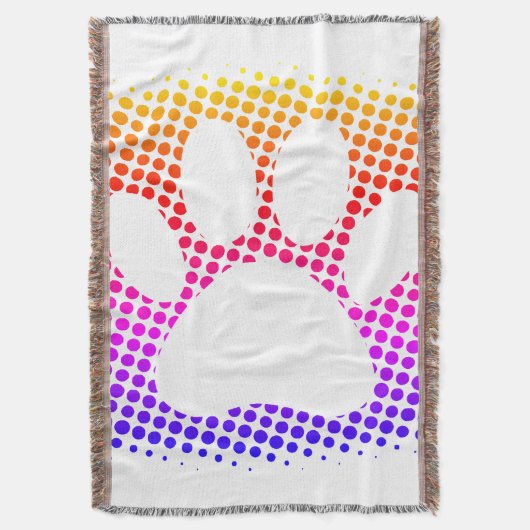 Dog Paw Print farbenfroh Halftone Hintergrund Decke (Vorderseite Vertikal)