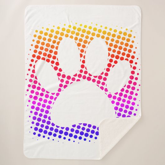 Dog Paw Print farbenfroh Halftone Hintergrund Sherpadecke (Vorderseite)