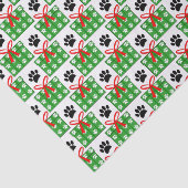 Dog Paw Print Gift Box Pattern Design Red Green Seidenpapier (Ausschnitt)