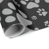 Dog Paw Print grau und schwarz Geschenkpapier (Rolleneckpunkt)